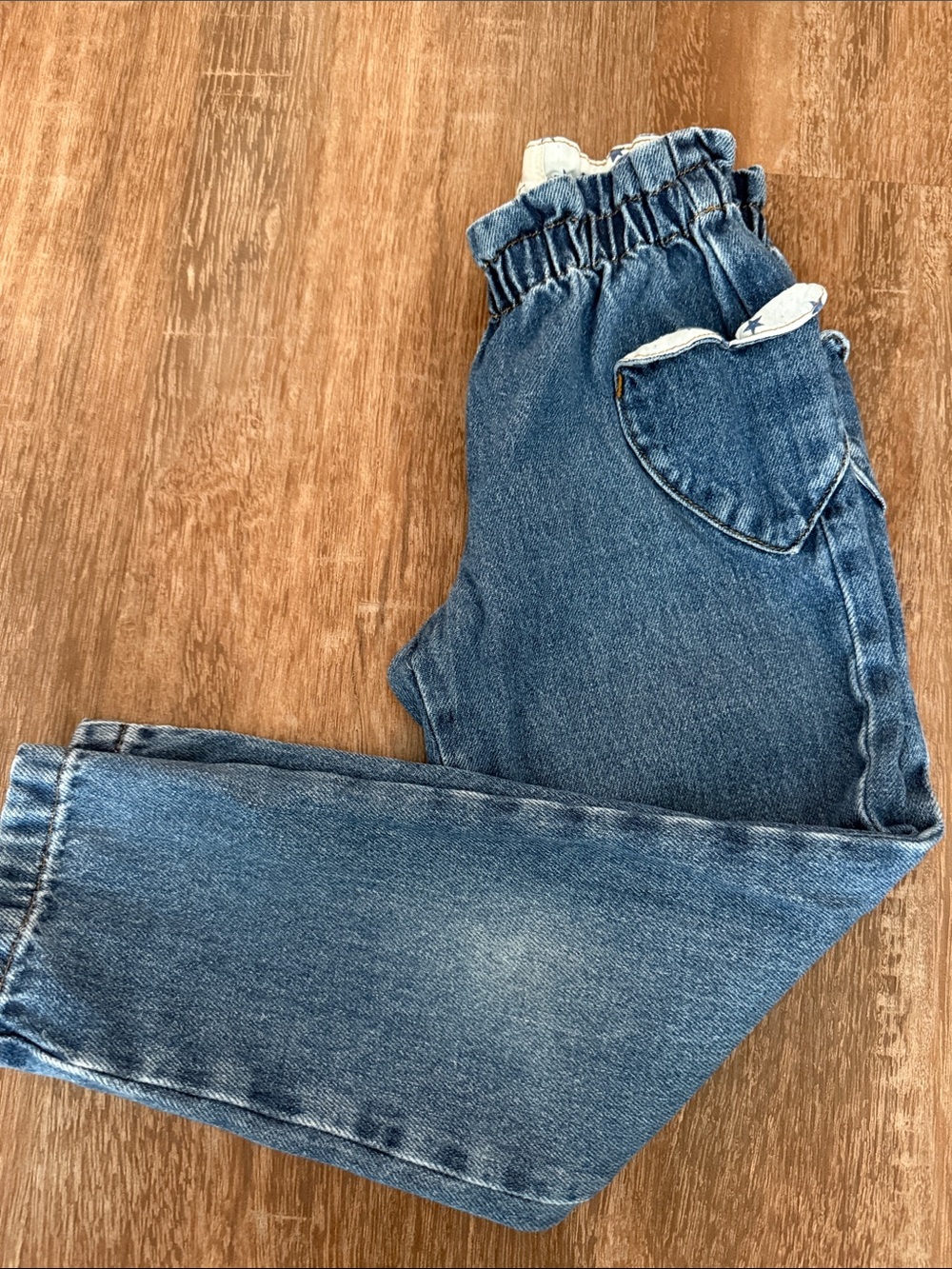 Mini Boden Girls' Blue Denim Jeans with Heart Pockets